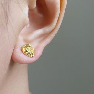Gold Heart Stud Earrings
